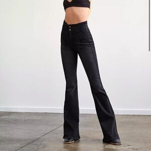 Free People Jayde Flare Stretch Jeans in Onyx